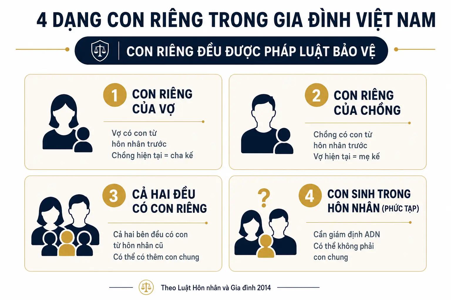 4 dạng con riêng phổ biến trong gia đình Việt Nam và quyền pháp lý khi ly hôn