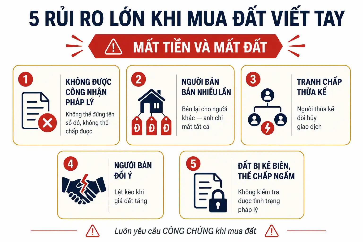 5 rủi ro pháp lý lớn nhất khi mua đất viết tay không công chứng