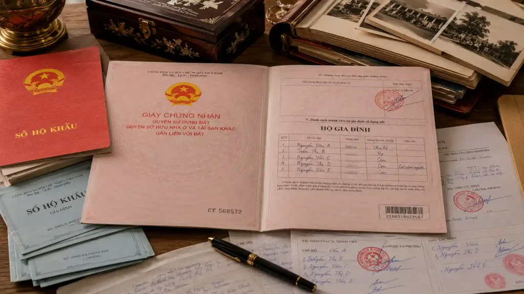 đất chung sổ hộ gia đình