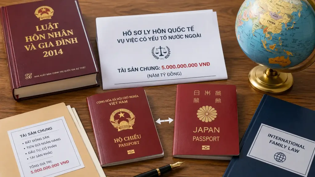 ly hôn có yếu tố nước ngoài chia tài sản